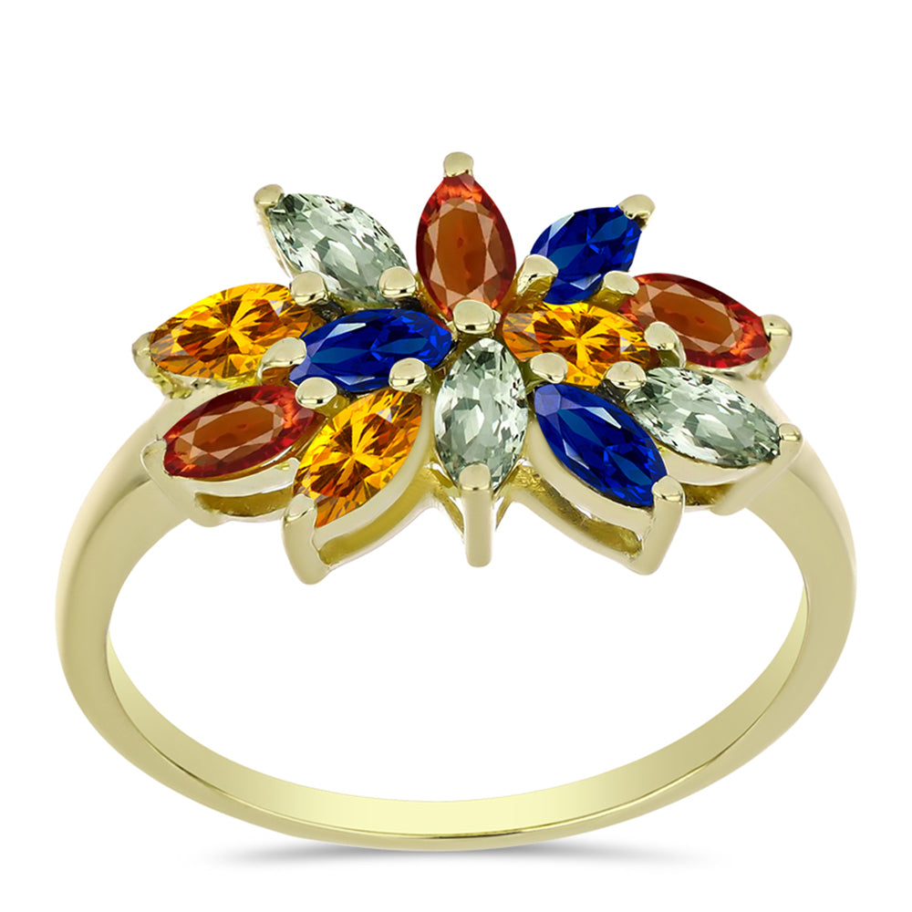 Anillo de Plata Bañada en Oro con Zafiro Arco Iris Rosebery