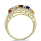 Anillo de Plata Bañada en Oro con Zafiro Arco Iris Rosebery y Topacio Blanco