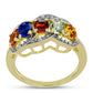 Anillo de Plata Bañada en Oro con Zafiro Arco Iris Rosebery y Topacio Blanco