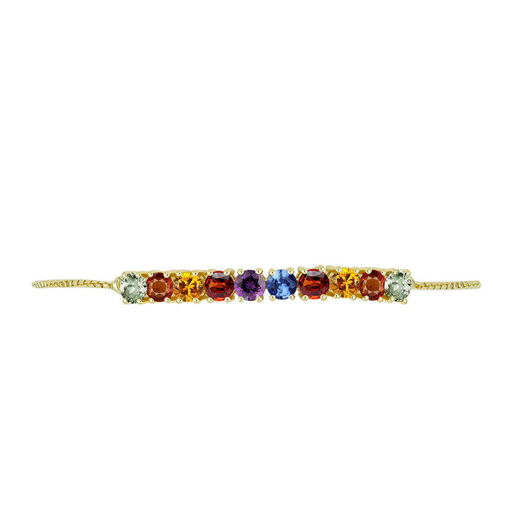 Pulsera de Plata Bañada en Oro con Zafiro Arco Iris Rosebery