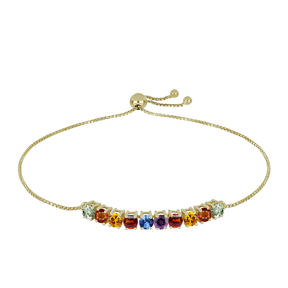 Pulsera de Plata Bañada en Oro con Zafiro Arco Iris Rosebery