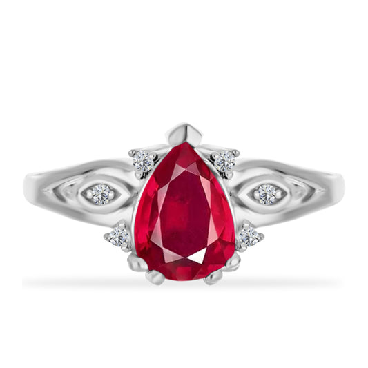 Anillo de Plata con Rubí de Madagascar y Diamante blanco