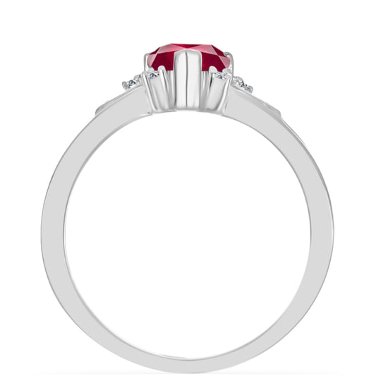 Anillo de Plata con Rubí de Madagascar y Diamante blanco