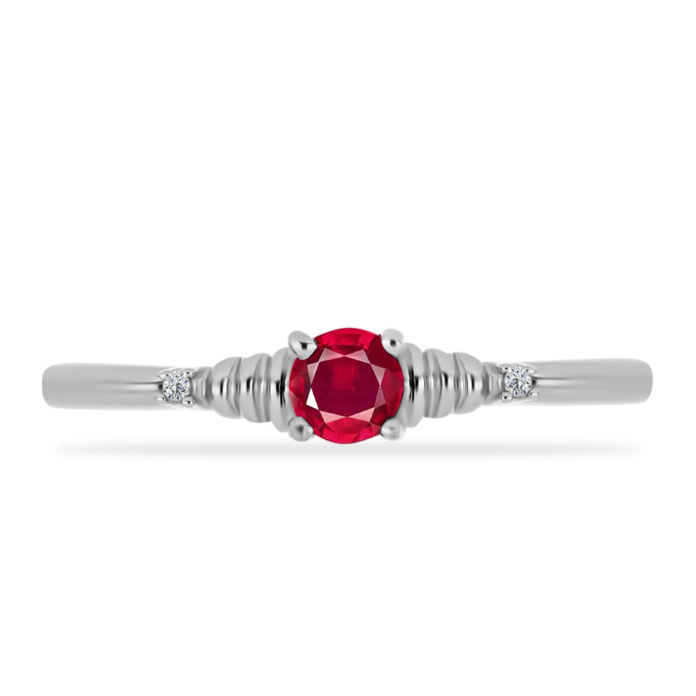 Anillo de Plata con Rubí de Madagascar y Diamante blanco 1 