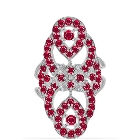 Anillo de Plata con Rubí de Madagascar y Diamante blanco