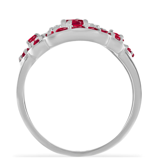 Anillo de Plata con Rubí de Madagascar y Diamante blanco