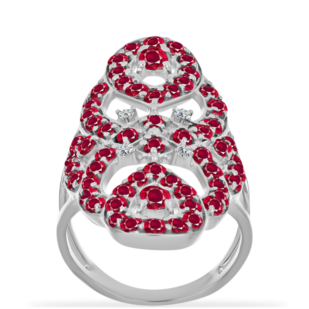 Anillo de Plata con Rubí de Madagascar y Diamante blanco 3 