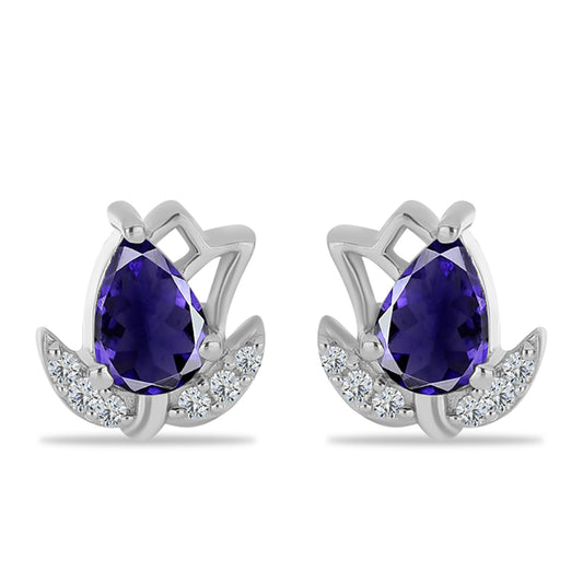 Pendientes de Plata con Lolita y Topacio Blanco