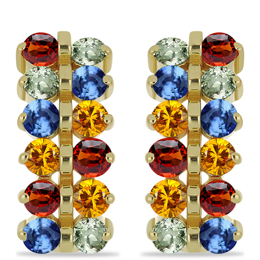 Pendientes de Plata Bañada en Oro con Zafiro Arco Iris Rosebery