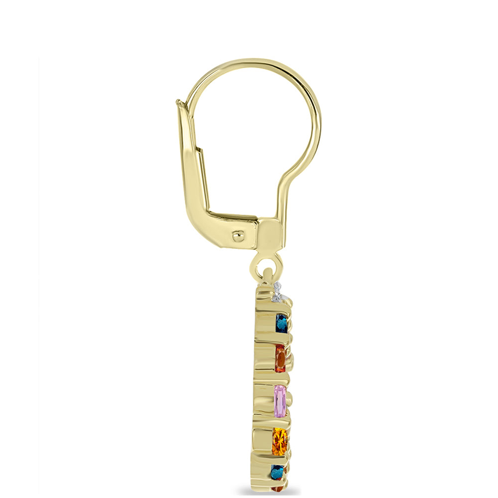 Pendientes de Plata Bañada en Oro con Zafiro Arco Iris Rosebery y Topacio Blanco 2 