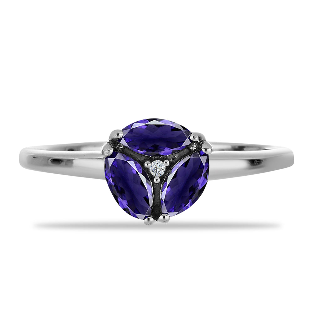Anillo de Plata con Lolita y Topacio Blanco 1 