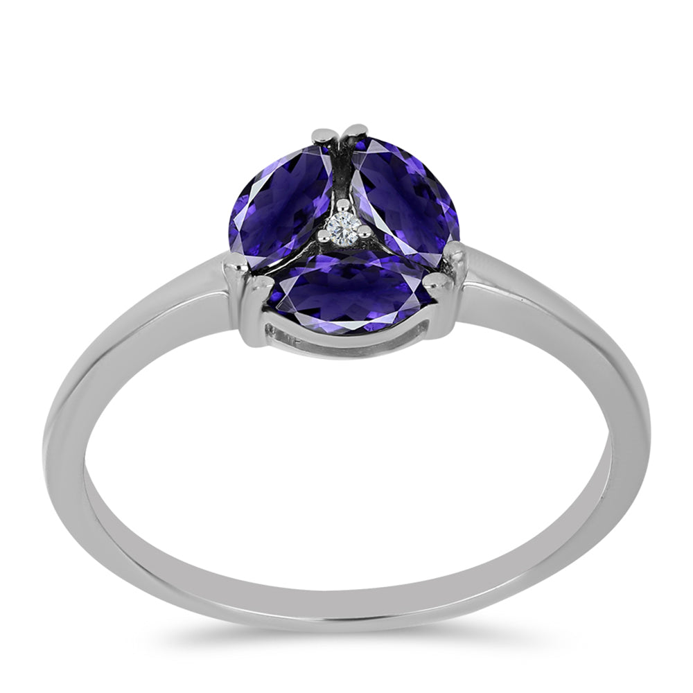 Anillo de Plata con Lolita y Topacio Blanco 3 