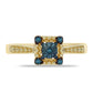 Anillo de Plata Bañada en Oro con Diamante Azul