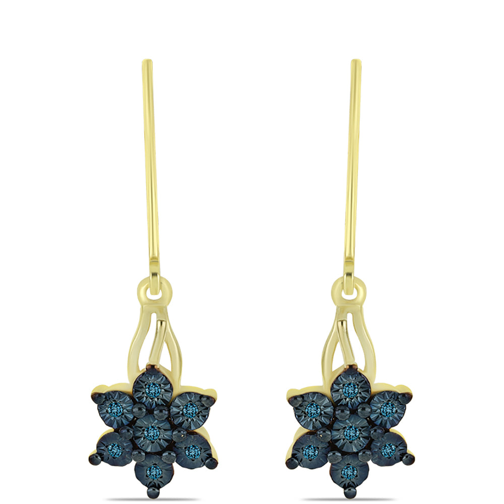 Pendientes de Plata Bañada en Oro con Diamante Azul 1 