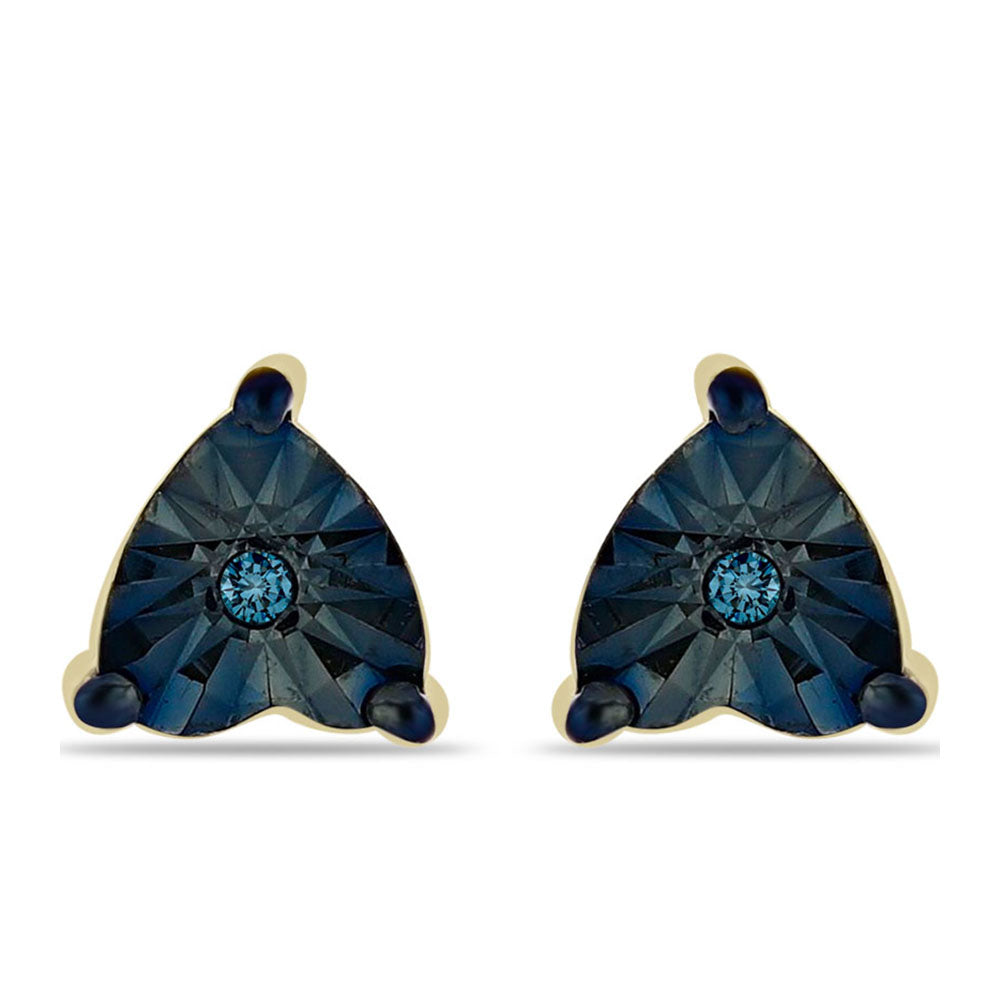 Pendientes de Plata Bañada en Oro con Diamante Azul 1 