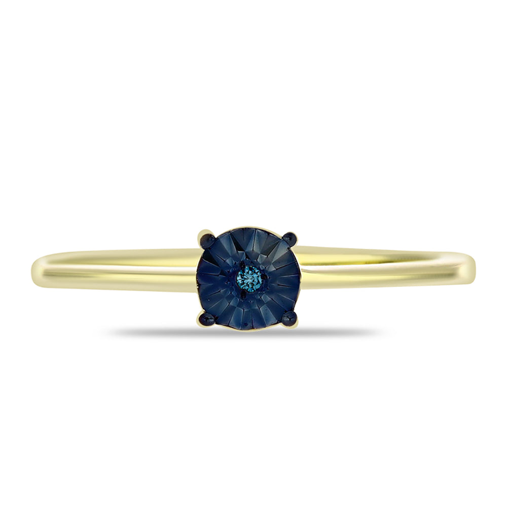 Anillo de Plata Bañada en Oro con Diamante Azul 1 