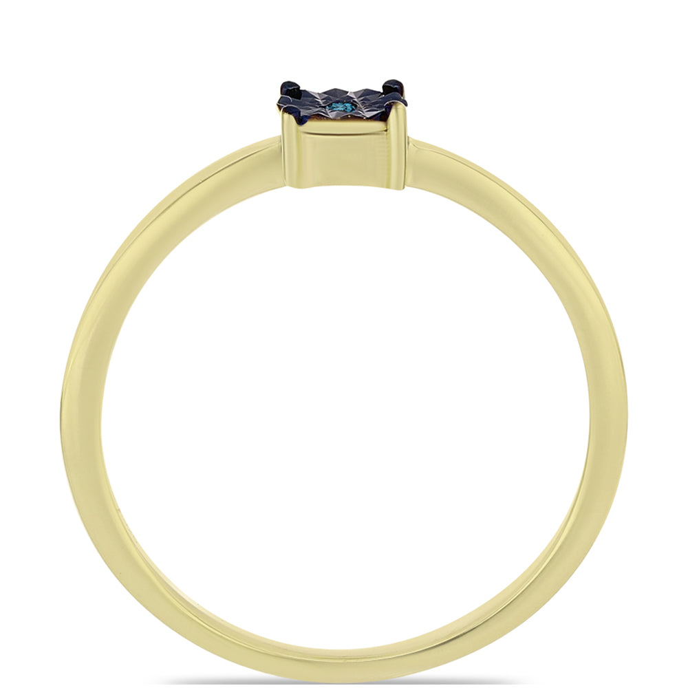 Anillo de Plata Bañada en Oro con Diamante Azul 2 