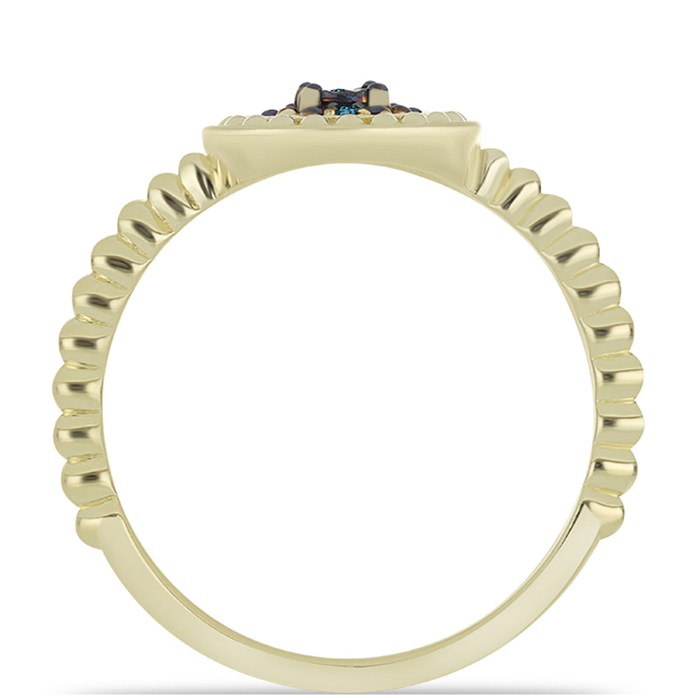 Anillo de Plata Bañada en Oro con Diamante Azul 2 