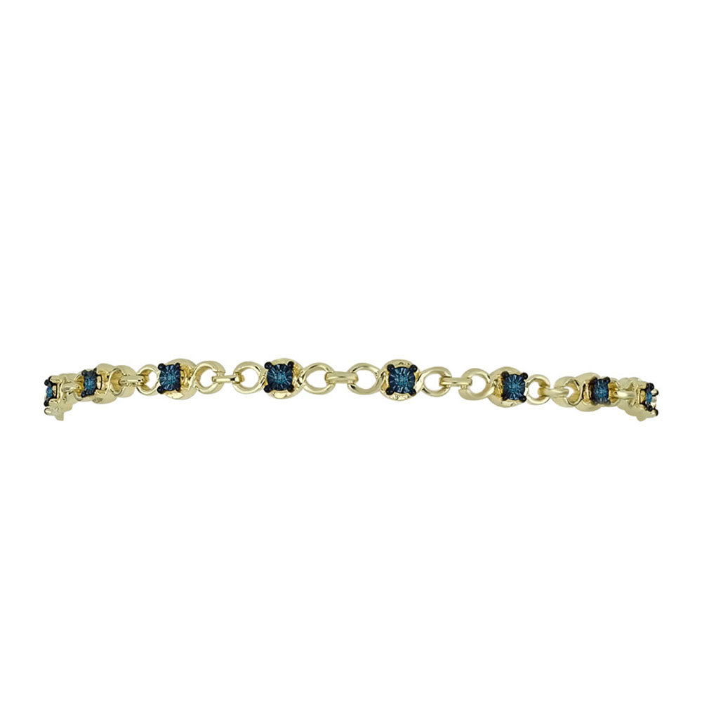 Pulsera de Plata Bañada en Oro con Diamante Azul 2 