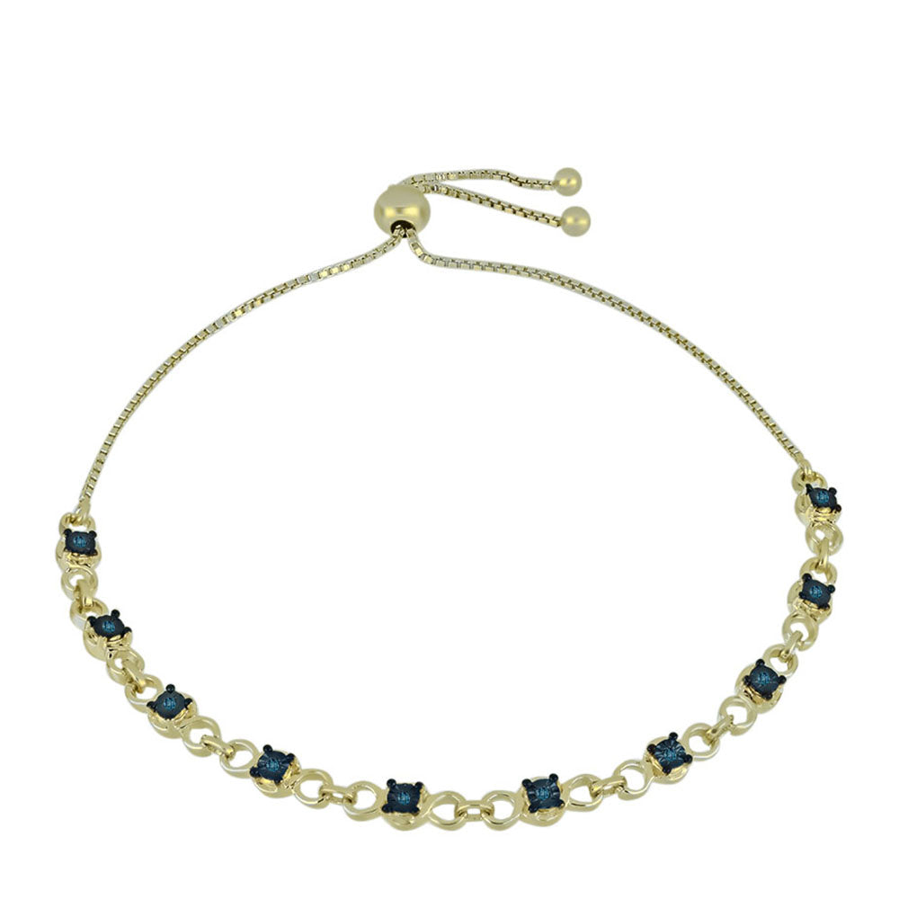 Pulsera de Plata Bañada en Oro con Diamante Azul 1 