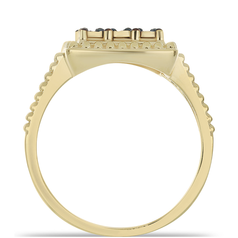Anillo de Plata Bañada en Oro con Diamante Azul 2 