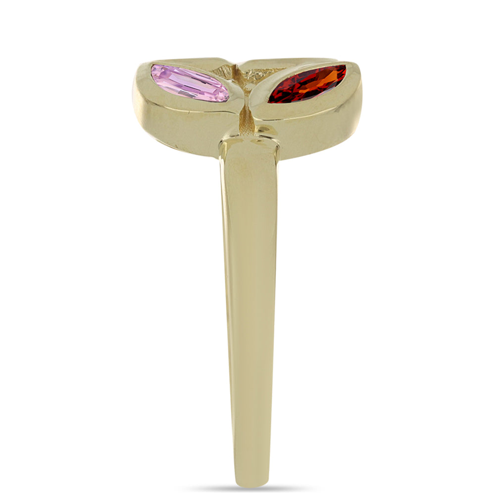 Anillo de Plata Bañada en Oro con Zafiro Arco Iris Rosebery