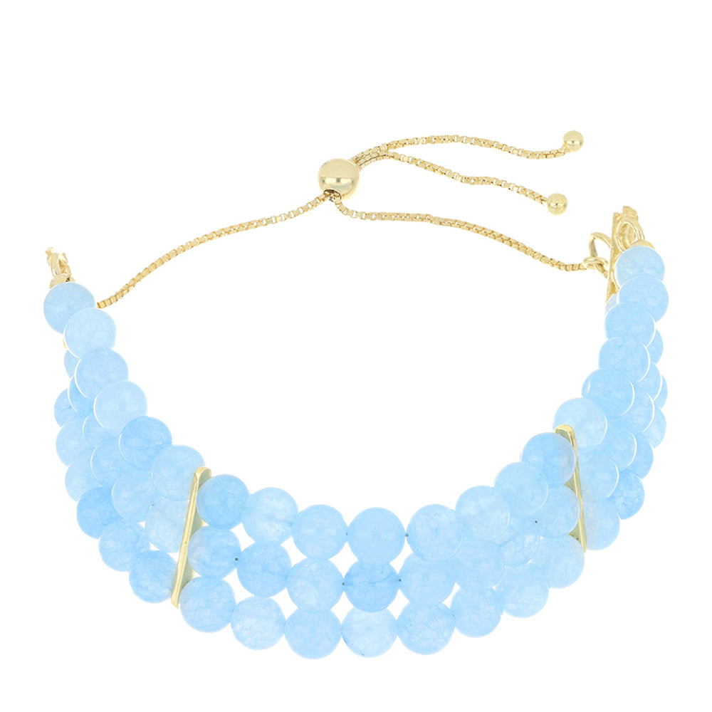 Pulsera de Plata Bañada en Oro con Calcedonia Aqua 1 