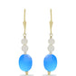 Pendientes de Plata Bañada en Oro con Calcedonia Aqua y Cuarzo Blanco