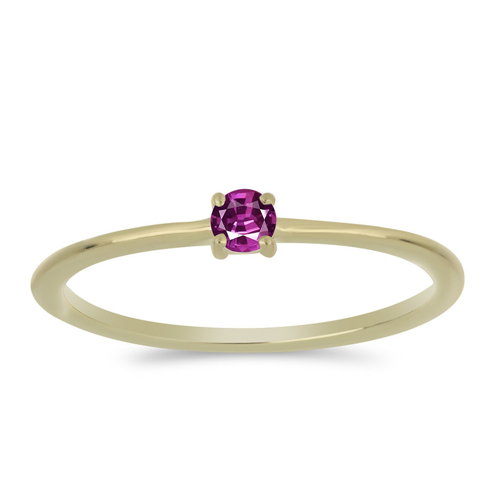 Anillo de Plata Bañada en Oro con Zafiro Púrpura 3 