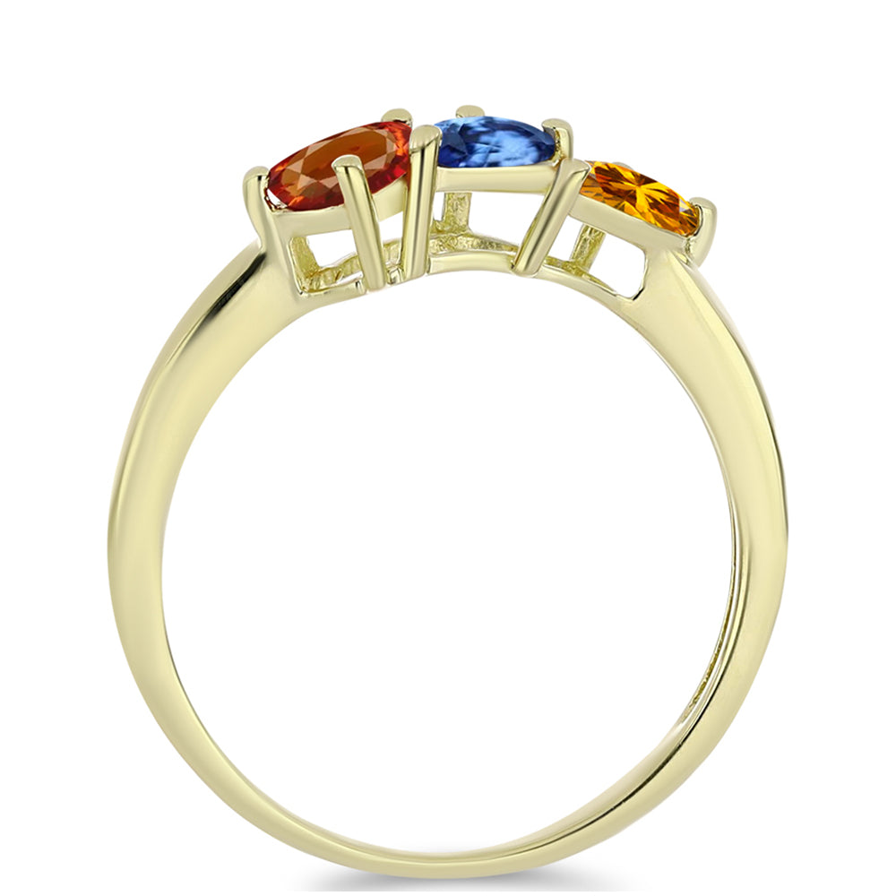 Anillo de Plata Bañada en Oro con Zafiro Arco Iris Rosebery 2 