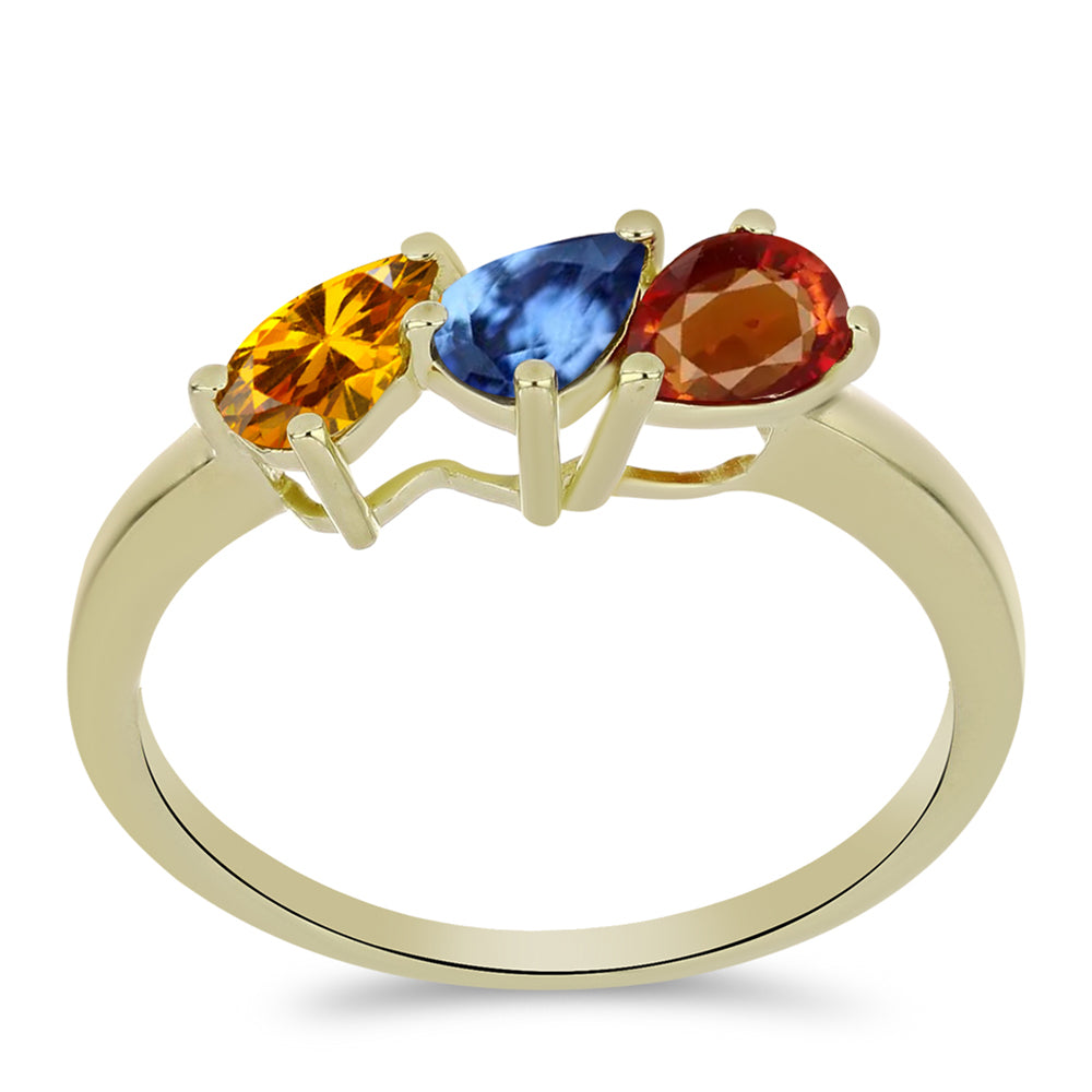 Anillo de Plata Bañada en Oro con Zafiro Arco Iris Rosebery 3 