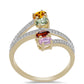 Anillo de Plata Bañada en Oro con Zafiro Arco Iris Rosebery y Topacio Blanco