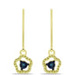Pendientes de Plata Bañada en Oro con Diamante Azul