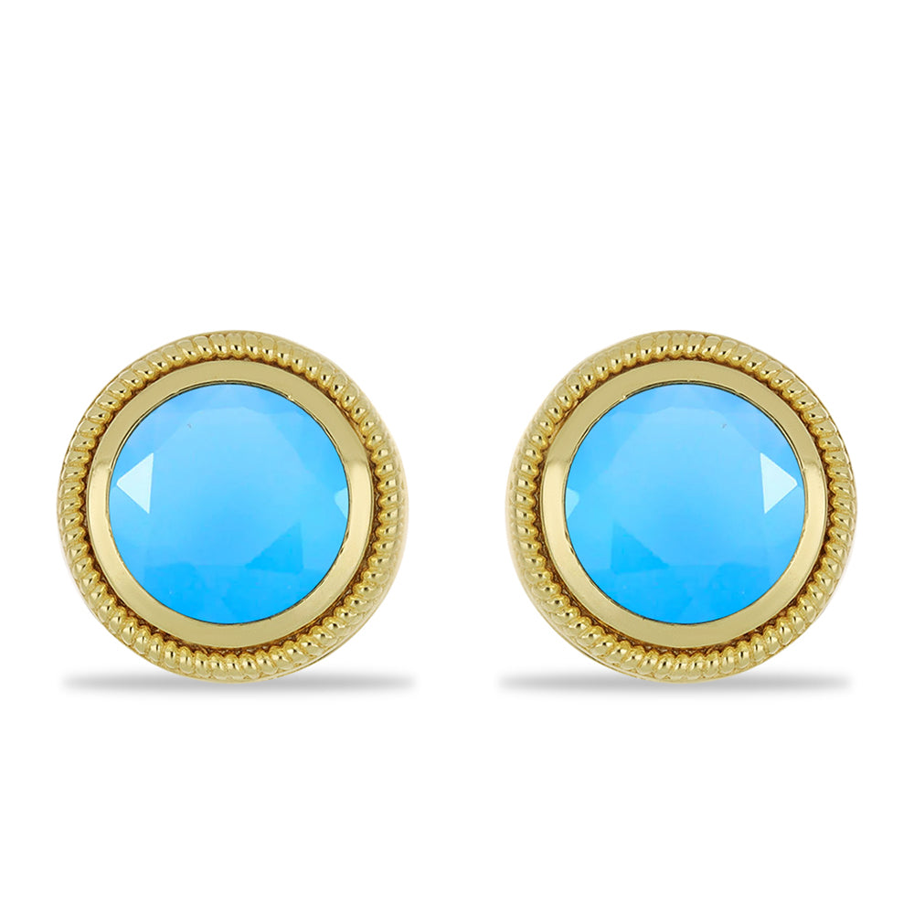 Pendientes de Plata Bañada en Oro con Calcedonia Aqua 1 