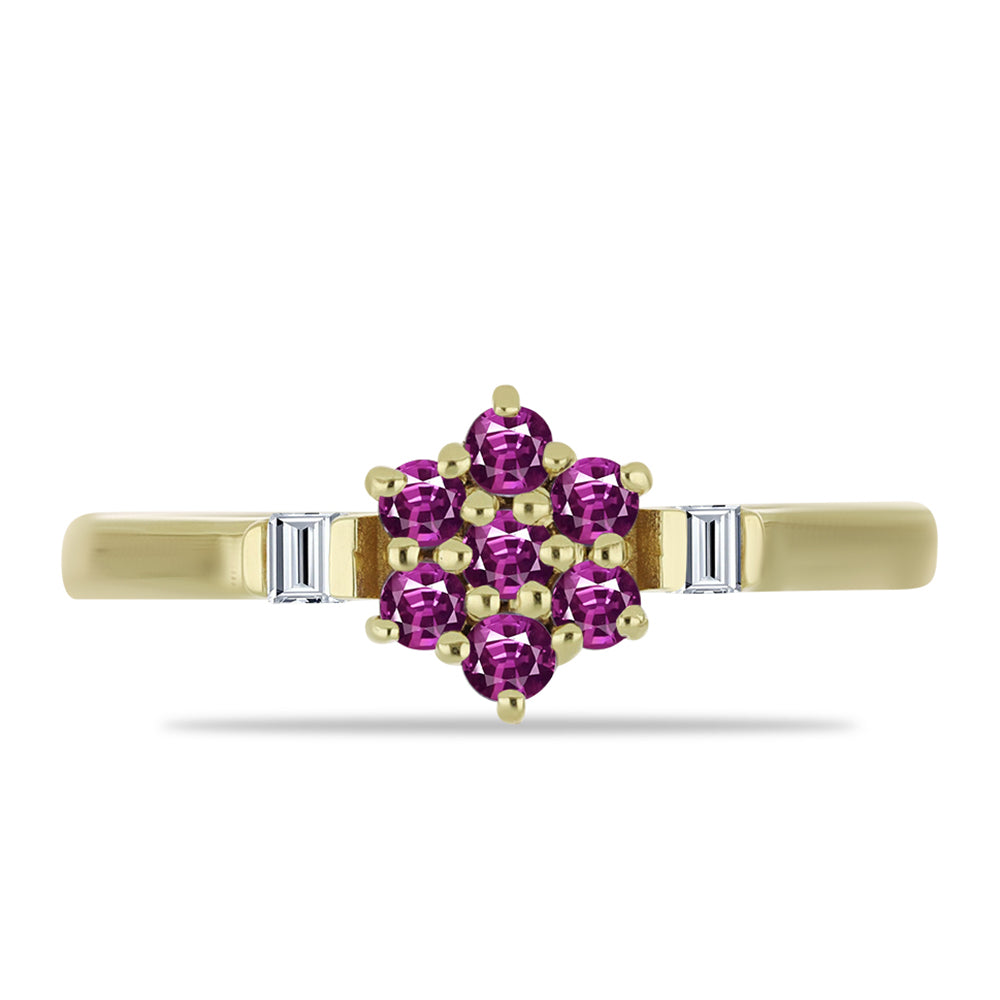 Anillo de Plata Bañada en Oro con Zafiro Púrpura y Topacio Blanco 1 