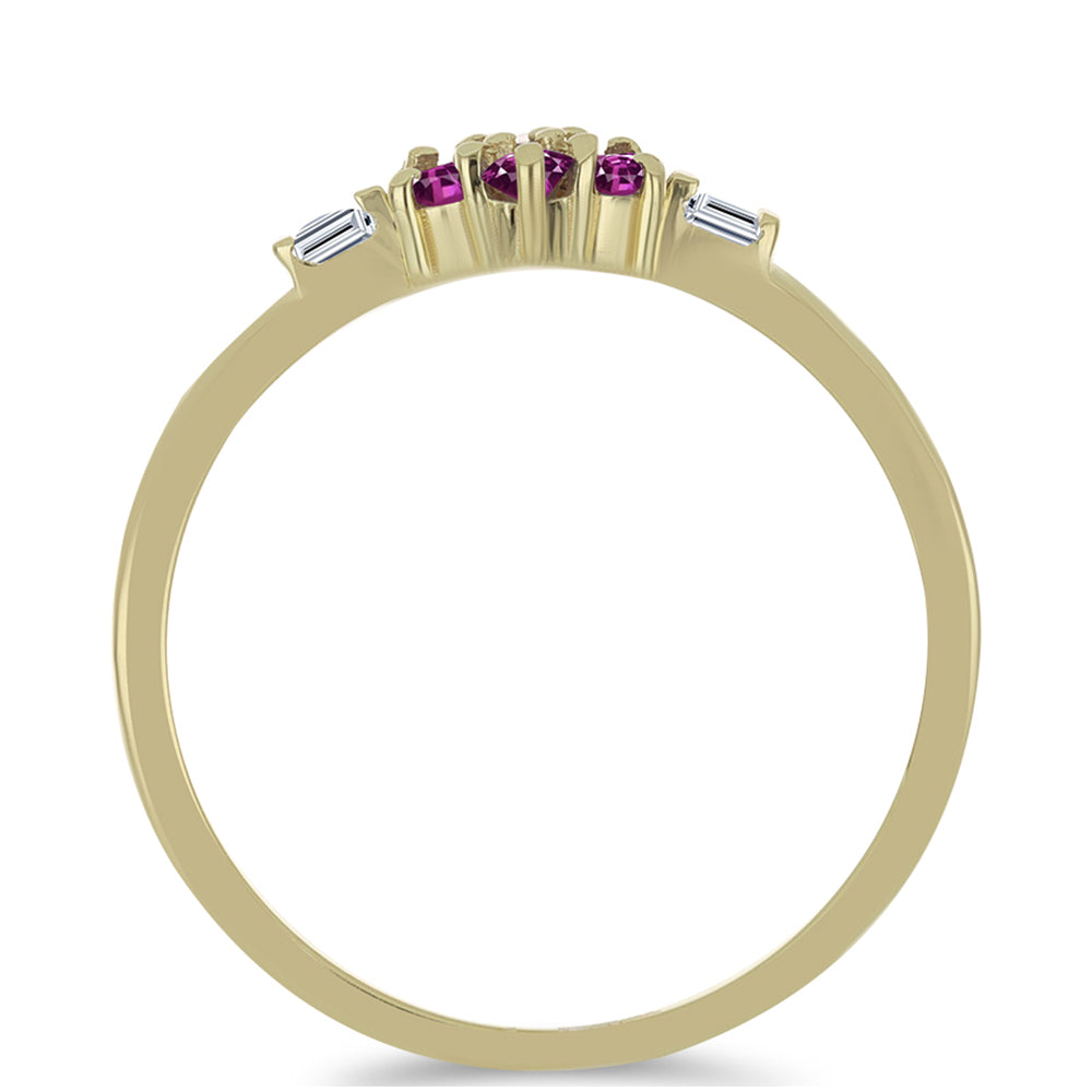 Anillo de Plata Bañada en Oro con Zafiro Púrpura y Topacio Blanco 2 