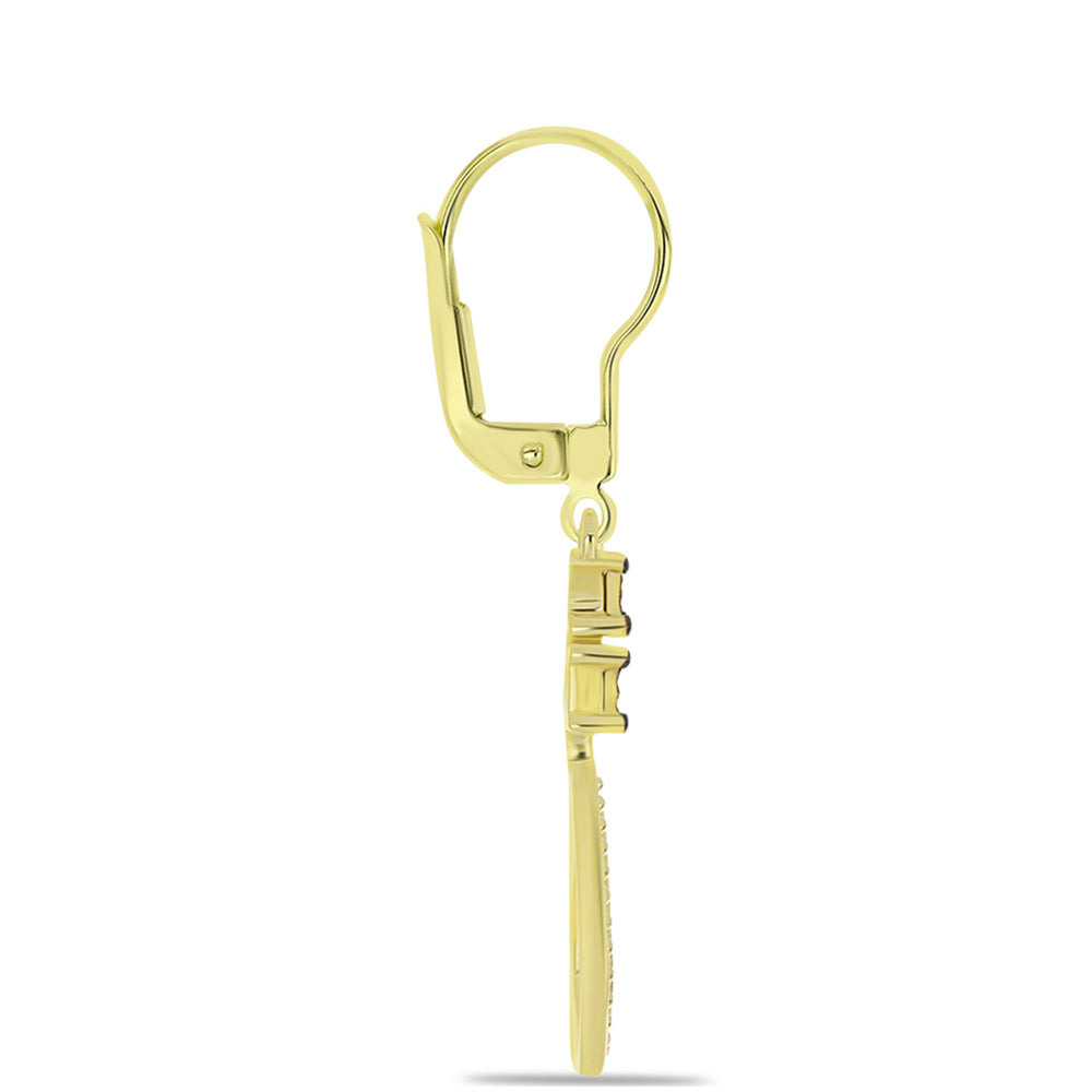 Pendientes de Plata Bañada en Oro con Diamante Azul