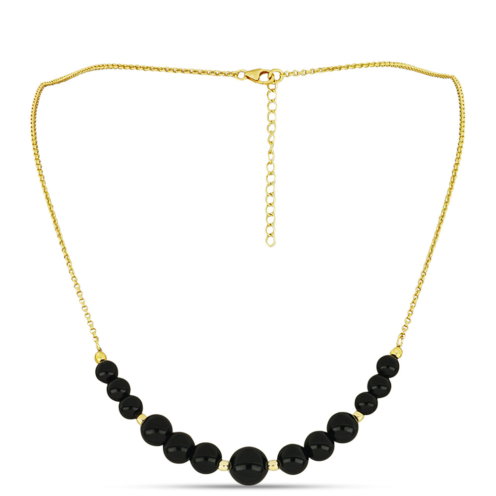 Collar de Plata Bañada en Oro con Ónix negro de Suwar 1 
