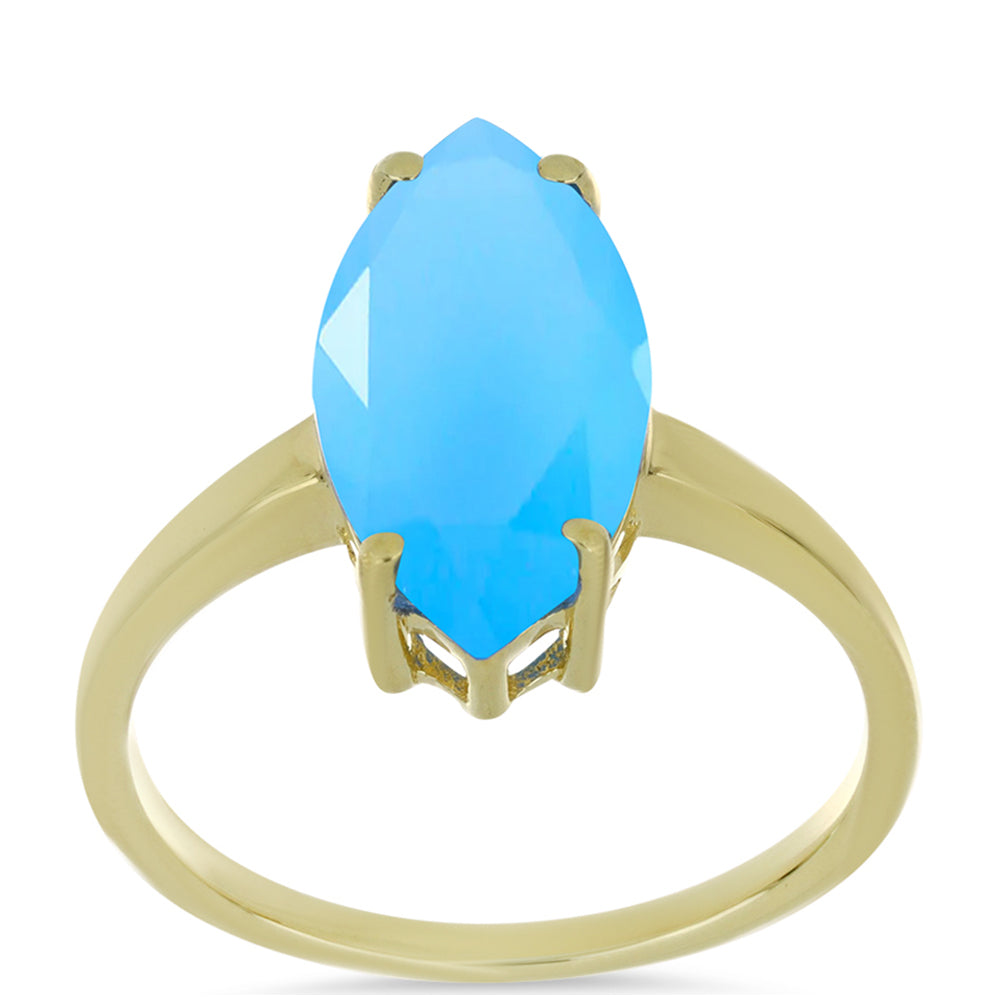 Anillo de Plata Bañada en Oro con Calcedonia Aqua 3 