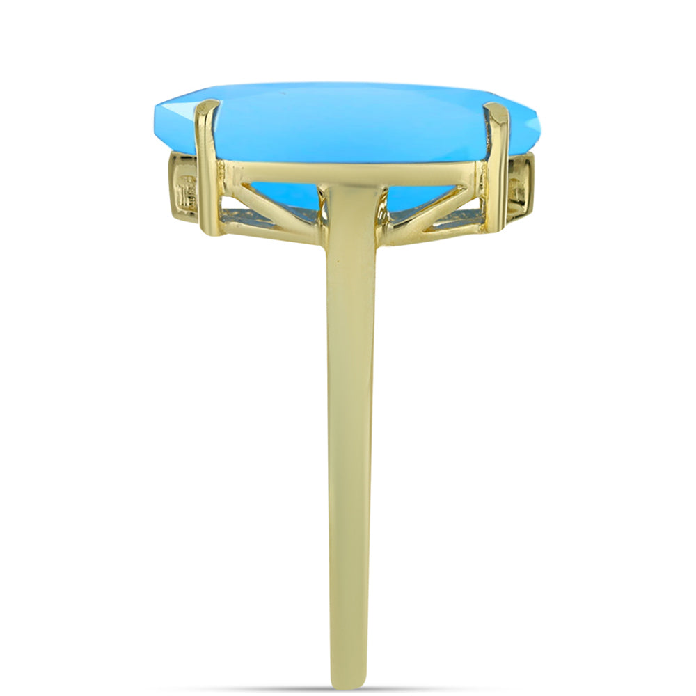 Anillo de Plata Bañada en Oro con Calcedonia Aqua 4 