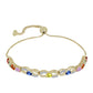 Pulsera de Plata Bañada en Oro con Zafiro Arco Iris Rosebery y Topacio Blanco