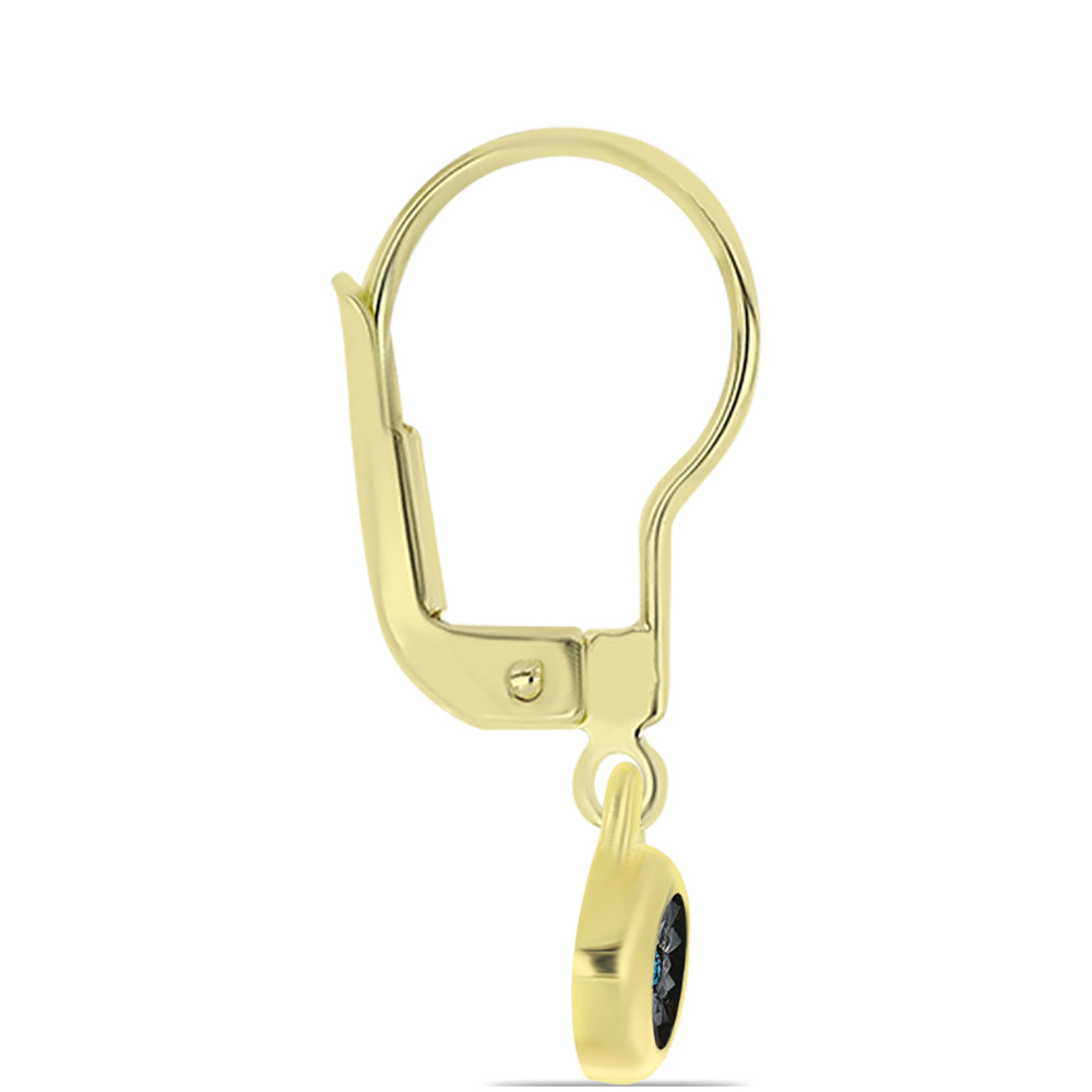 Pendientes de Plata Bañada en Oro con Diamante Azul 2 