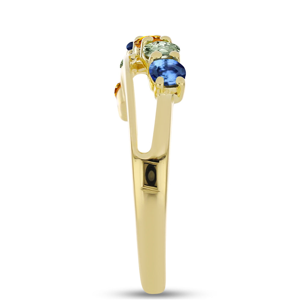 Anillo de Plata Bañada en Oro con Zafiro Arco Iris Rosebery 4 