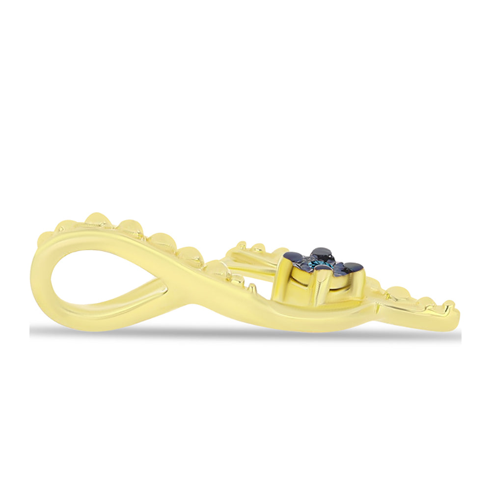 Conjunto de Plata Bañada en Oro con Diamante Azul ( Pendientes +Colgante ) 5 