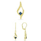 Conjunto de Plata Bañada en Oro con Diamante Azul ( Pendientes +Colgante )