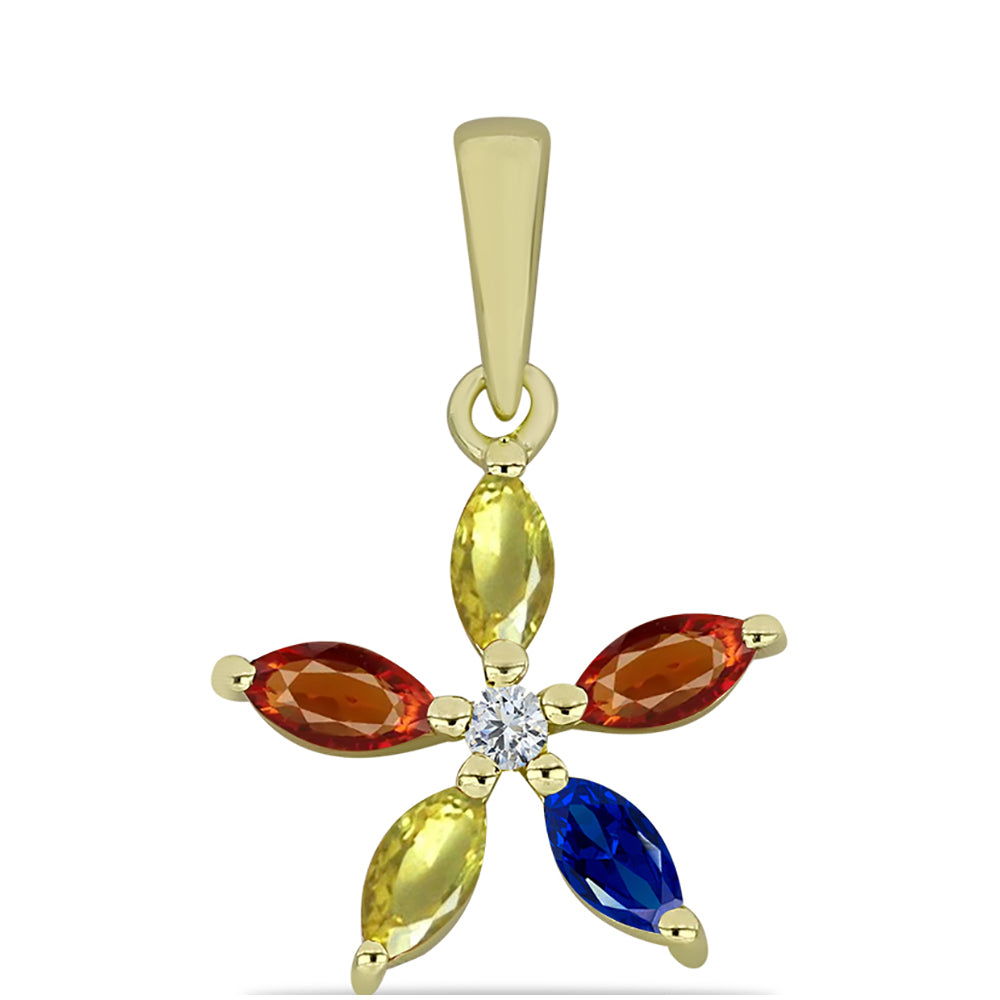 Colgante de Plata Bañada en Oro con Zafiro Arco Iris Rosebery y Topacio Blanco 1 