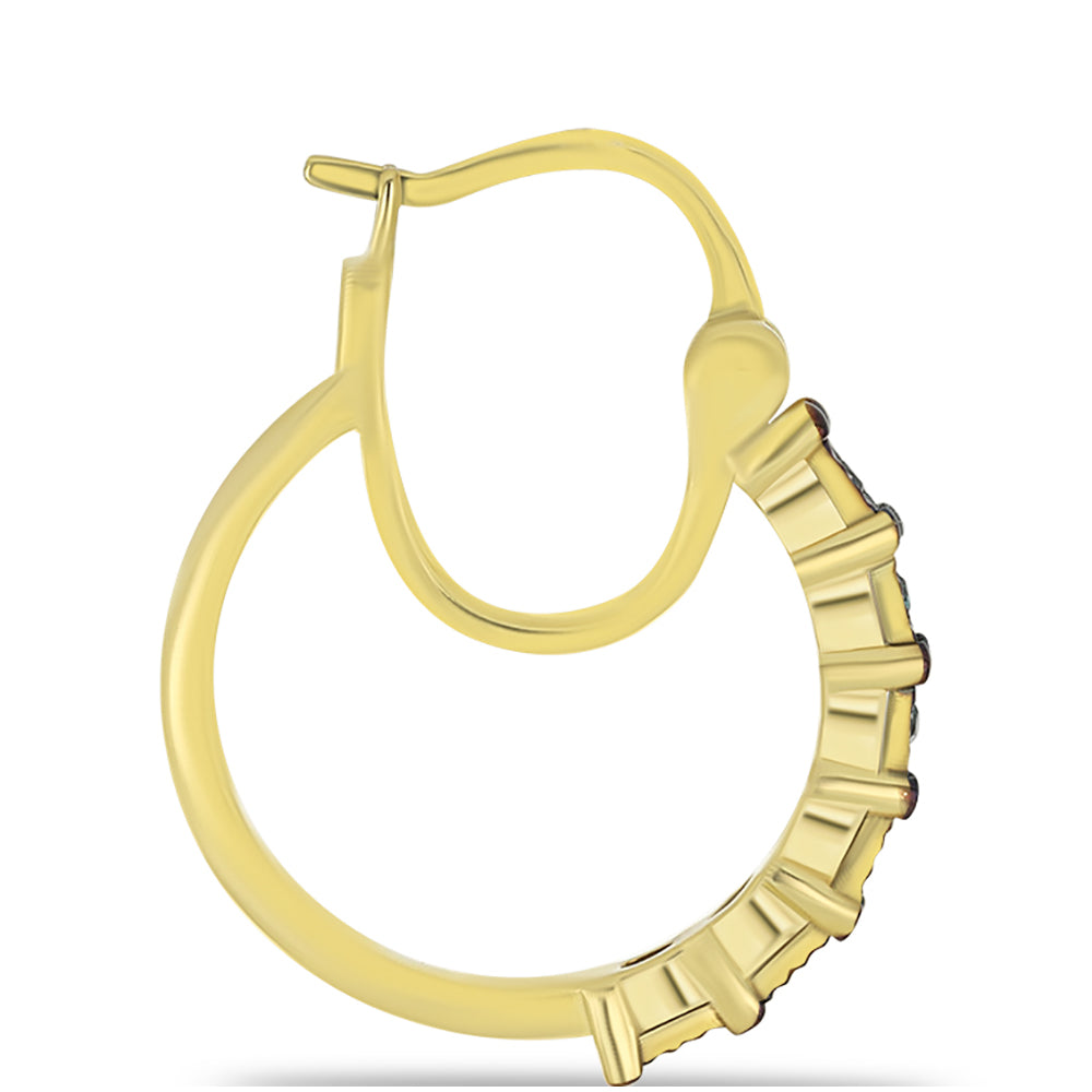 Pendientes de Plata Bañada en Oro con Diamante Azul 2 