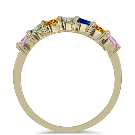 Anillo de Plata Bañada en Oro con Zafiro Arco Iris Rosebery y Topacio Blanco