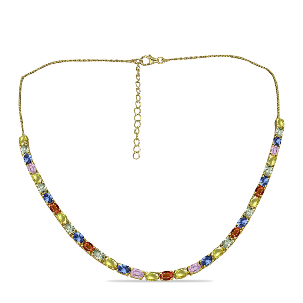 Collar de Plata Bañada en Oro con Zafiro Arco Iris Rosebery 1 