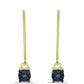 Pendientes de Plata Bañada en Oro con Diamante Azul